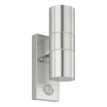 Eglo 79594- Applique murale LED extérieure avec détecteur ARAPONGAS 2xGU10/2,8W/230V IP44 chrome mat