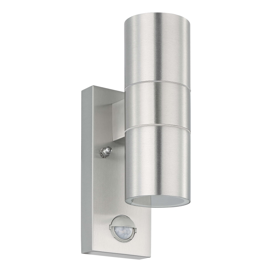 Eglo 79594- Applique murale LED extérieure avec détecteur ARAPONGAS 2xGU10/2,8W/230V IP44 chrome mat