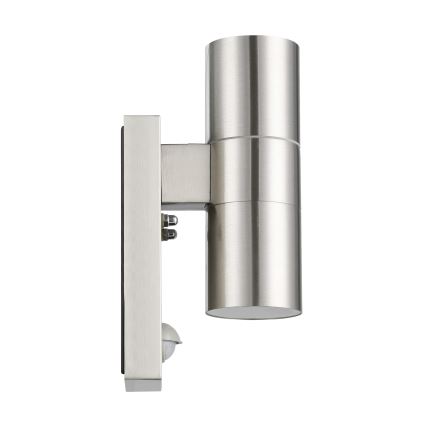 Eglo 79594- Applique murale LED extérieure avec détecteur ARAPONGAS 2xGU10/2,8W/230V IP44 chrome mat