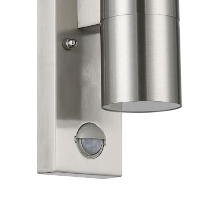 Eglo 79594- Applique murale LED extérieure avec détecteur ARAPONGAS 2xGU10/2,8W/230V IP44 chrome mat