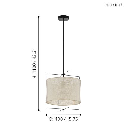 Eglo 79644 - Hanglamp met kabel BRIDEKIRK 1xE27/40W/230V