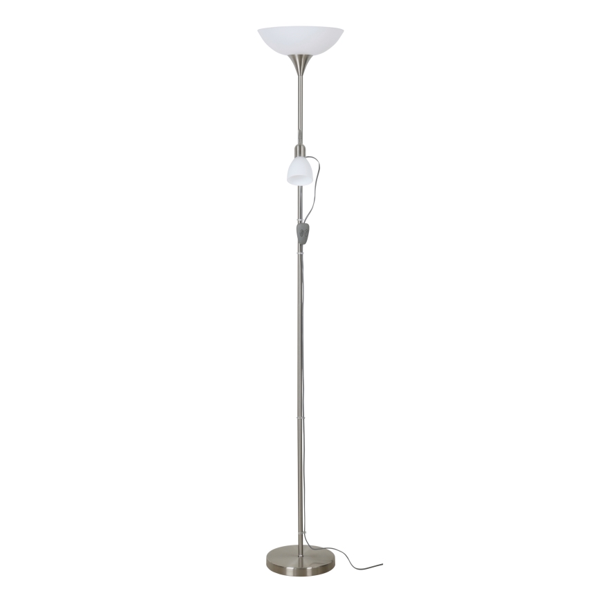 EGLO - Vloerlamp 1xE27/60W + 1xE14/25W mat chroom