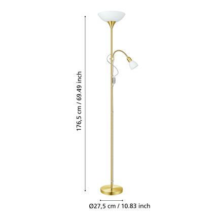 EGLO - Lampadaire 1xE27/60W + 1xE14/25W doré