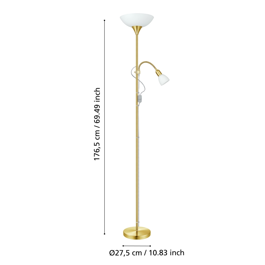 EGLO - Lampadaire 1xE27/60W + 1xE14/25W doré
