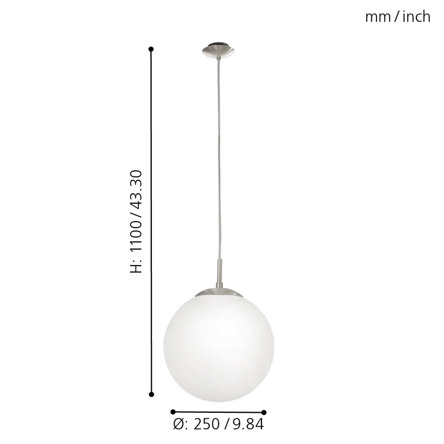 EGLO - Hanglamp aan een koord 1xE27/60W/230V diameter 25 cm wit