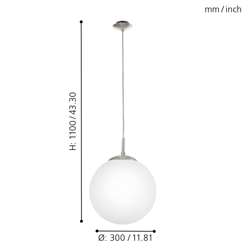 EGLO - Suspension filaire 1xE27/60W/230V d. 30 cm blanc