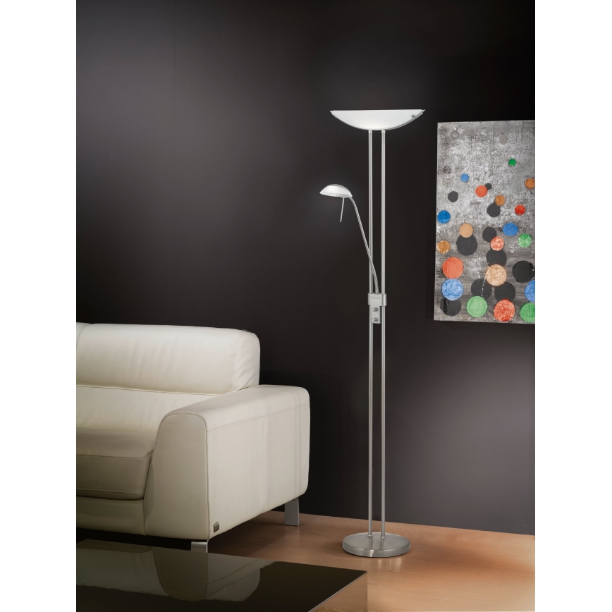 EGLO - Lampadaire à intensité variable BAYA 1xR7s/230W+1xG9/33W chrome mat