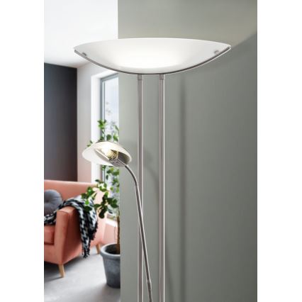 EGLO - Lampadaire à intensité variable BAYA 1xR7s/230W+1xG9/33W chrome mat