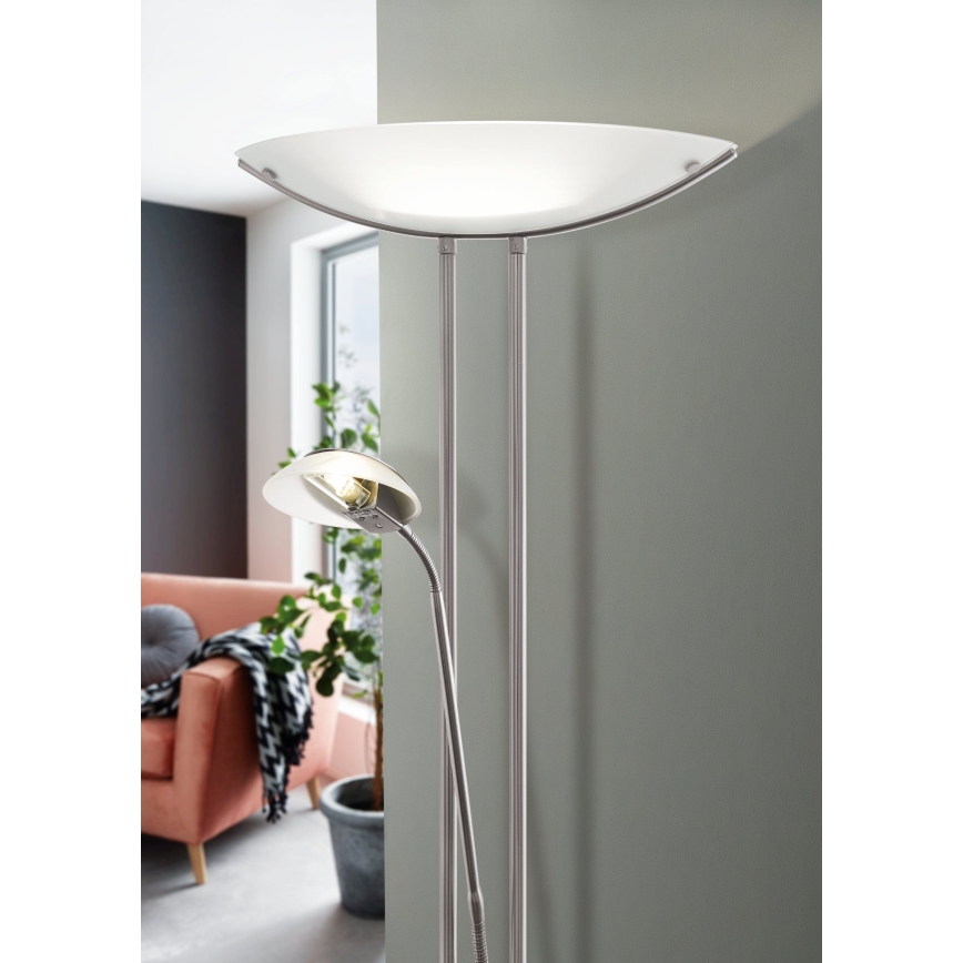 EGLO - Lampadaire à intensité variable BAYA 1xR7s/230W+1xG9/33W chrome mat