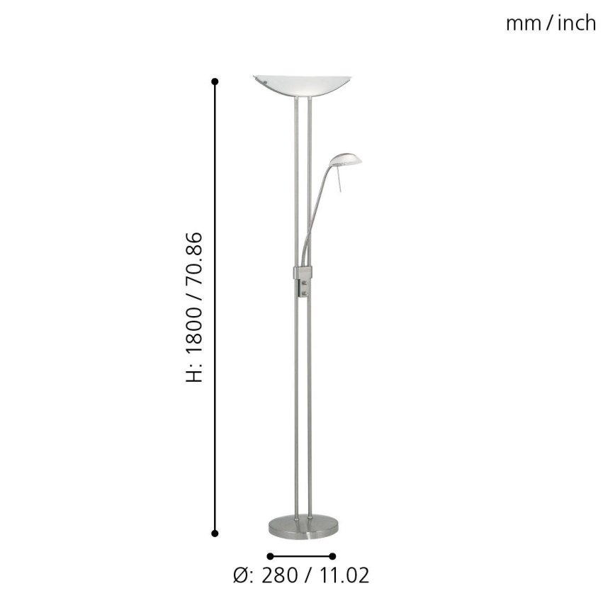 EGLO - Lampadaire à intensité variable BAYA 1xR7s/230W+1xG9/33W chrome mat