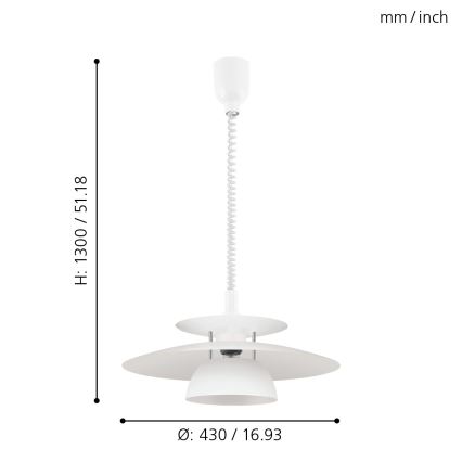 Eglo - Hanglamp met trekpendel 1xE27/60W/230V