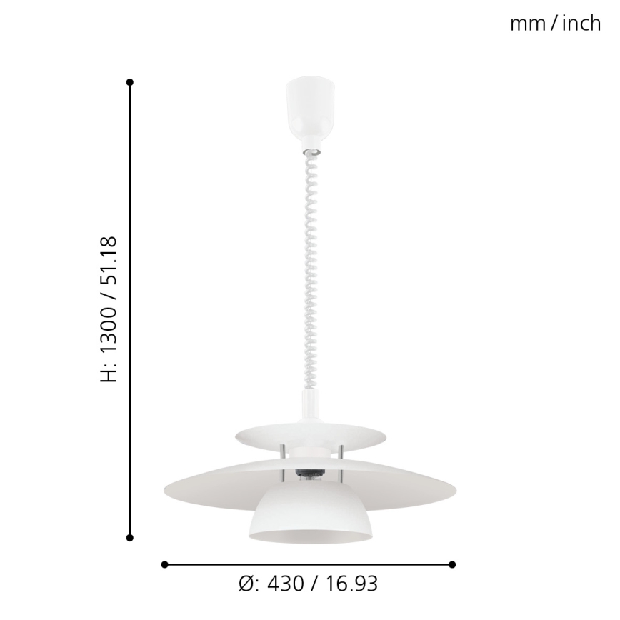 Eglo - Hanglamp met trekpendel 1xE27/60W/230V