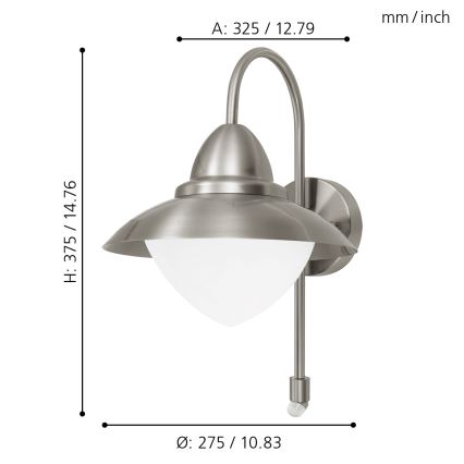 EGLO - Buitenmuurverlichting met sensor 1xE27/60W IP44