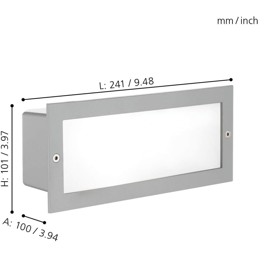 EGLO 88008 - Buiten inbouwarmatuur ZIMBA 1xE27/60W zilver/wit IP44