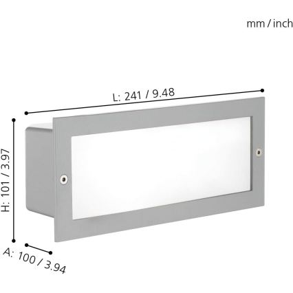 EGLO 88008 - Luminaire encastré d'extérieur ZIMBA 1xE27/60W argenté/blanc IP44