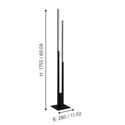 Eglo - Lampadaire LED RVBW à intensité variable 2xLED/16W/230V noire ZigBee