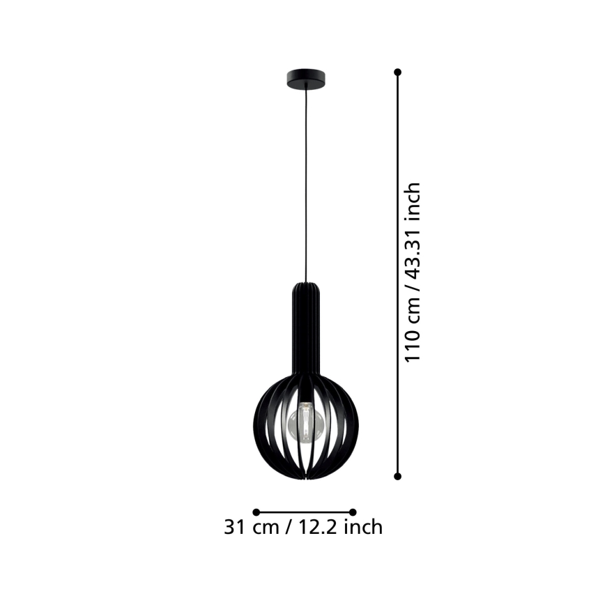 Eglo - Hanglamp aan een koord 1xE27/40W/230V diameter 31 cm zwart