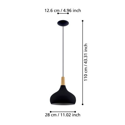 Eglo - Hanglamp aan een koord 1xE27/40W/230V diameter 28 cm