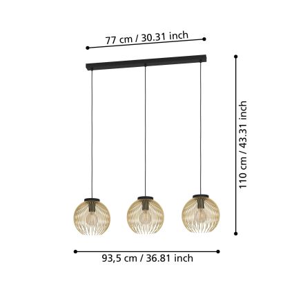 Eglo - Hanglamp aan kabel 3xE27/40W/230V