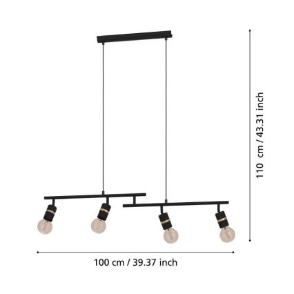 Eglo - Suspension filaire 4xE27/10W/230V