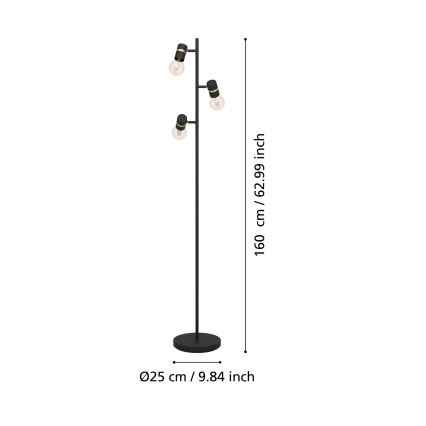 Eglo - Lampadaire 3xE27/10W/230V