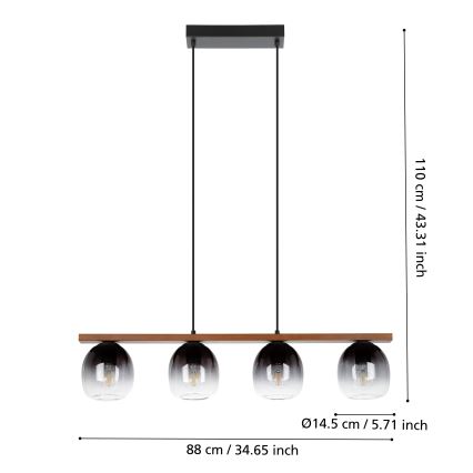 Eglo - Hanglamp aan een koord 4xE27/40W/230V