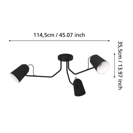 Eglo - Lustre monté en surface 3xE27/25W/230V