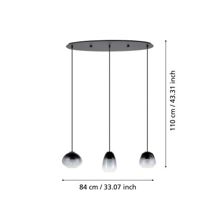 Eglo - Hanglamp aan een koord 3xE27/40W/230V