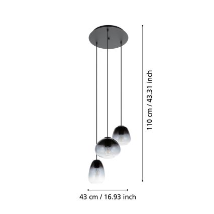 Eglo  - Hanglamp aan een koord 3xE27/40W/230V diameter 43 cm