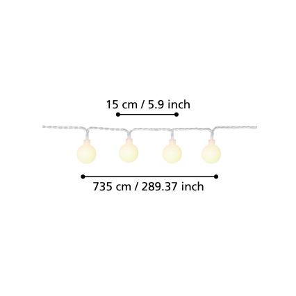 Eglo - LED Buiten decoratieve lichtsnoer 50xLED/0,066W/4,5V IP44