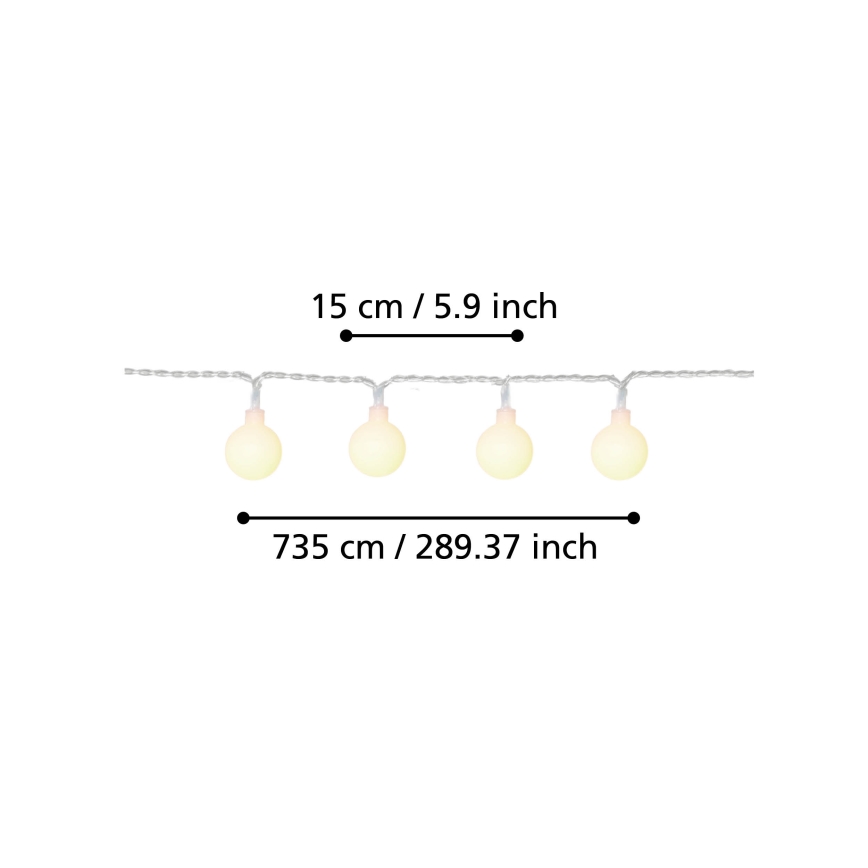 Eglo - LED Buiten decoratieve lichtsnoer 50xLED/0,066W/4,5V IP44