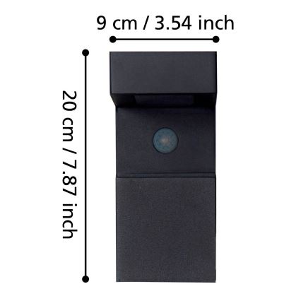 Eglo - Lampe solaire extérieure avec détecteur 18xLED/0,2W/3,7V 2200 mAh IP44