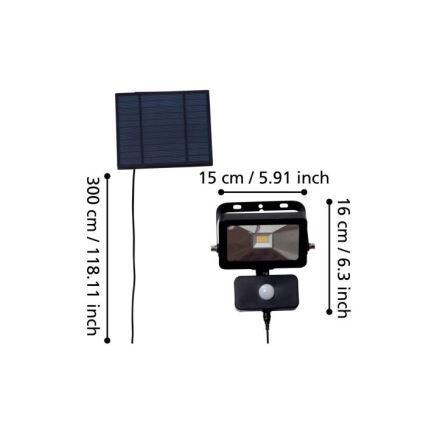Eglo - LED Zonne-reflector met sensor 15xLED/0,03W/3,7V 2600 mAh IP44