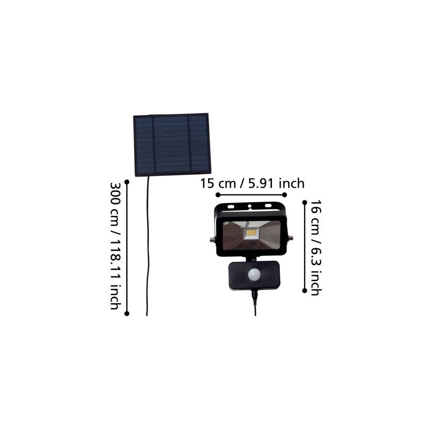 Eglo - Solar LED Schijnwerper met Sensor 15xLED/0,03W/3,7V IP44