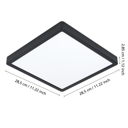 Eglo - LED Badkamer plafondlamp LED/20,5W/230V IP44 zwart