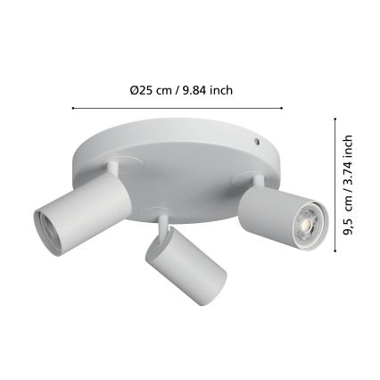 Eglo - Spot LED à intensité variable RGBW 3xGU10/4,9W/230V blanc