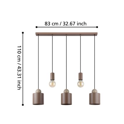 Eglo - Hanglamp aan kabel 5xE27/40W/230V