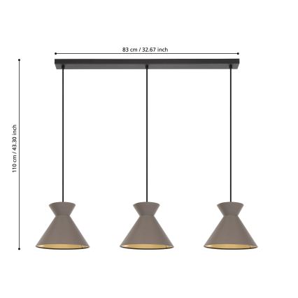 Eglo - Suspension filaire 3xE27/40W/230V