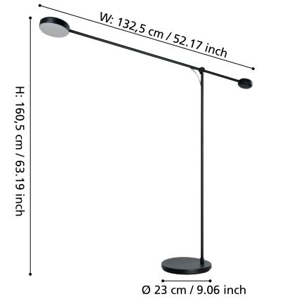 Eglo - LED Dimbare Touch Vloerlamp LED/24W/230V