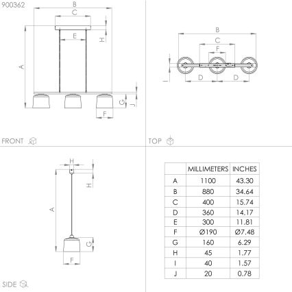 Eglo - Hanglamp aan kabel 3xE27/40W/230V
