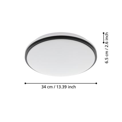 Eglo - LED Badkamer plafondlamp LED/15,6W/230V IP44 zwart