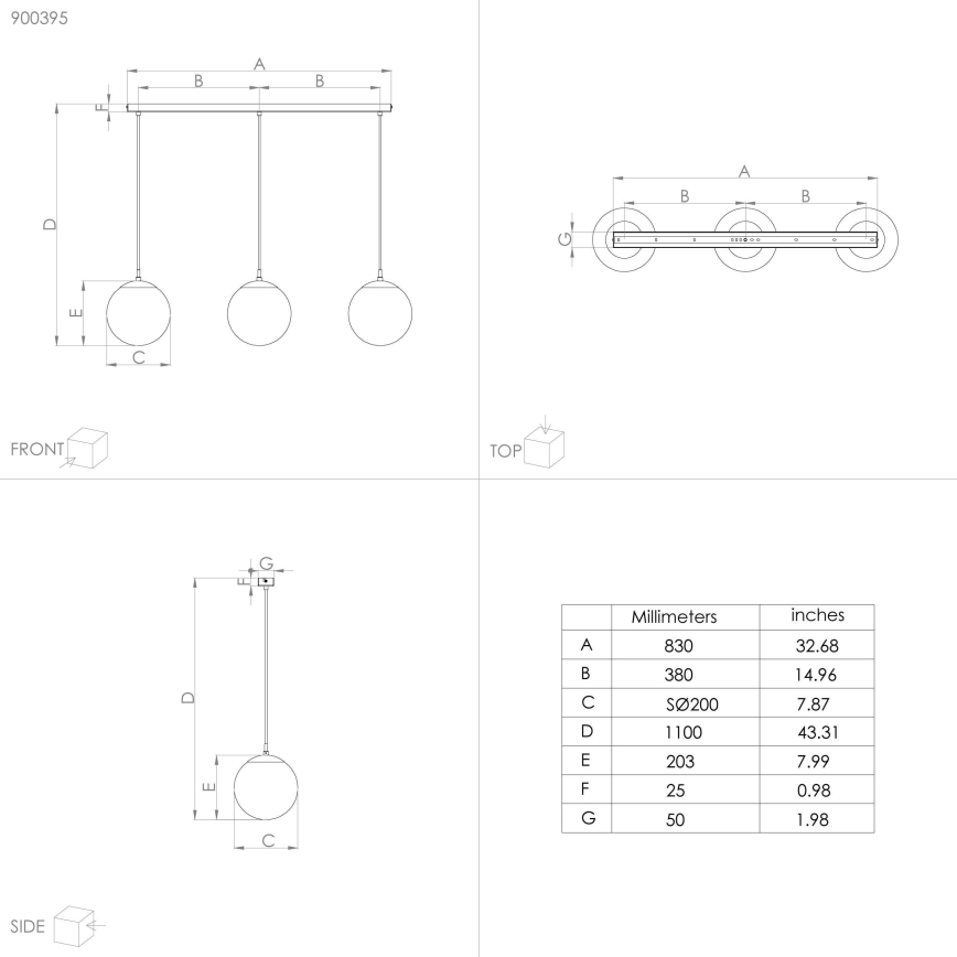 Eglo - Hanglamp aan kabel 3xE27/40W/230V