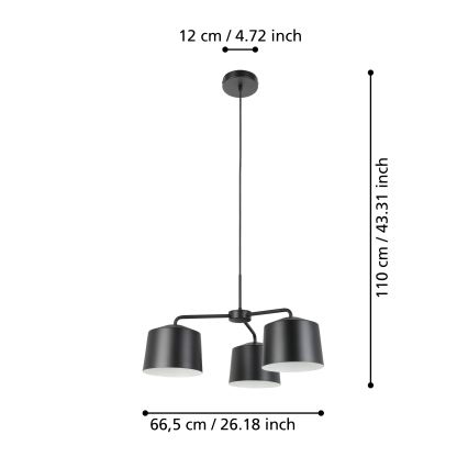 Eglo - Hanglamp aan kabel 3xE27/40W/230V