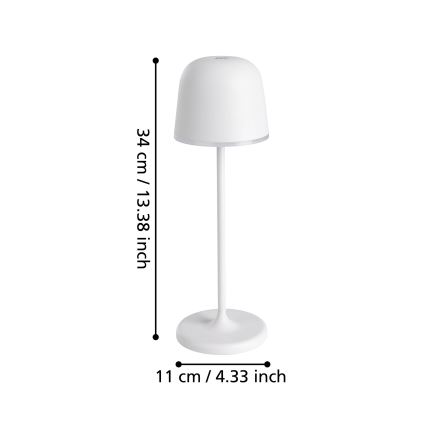 Eglo - LED à intensité variable extérieur rechargeable lampe LED/2,2W/5V 1800 mAh gris IP54