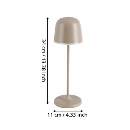 Eglo - LED Dimbaar buitenshuis oplaadbaar lamp LED/2,2W/5V 1800 mAh beige IP54