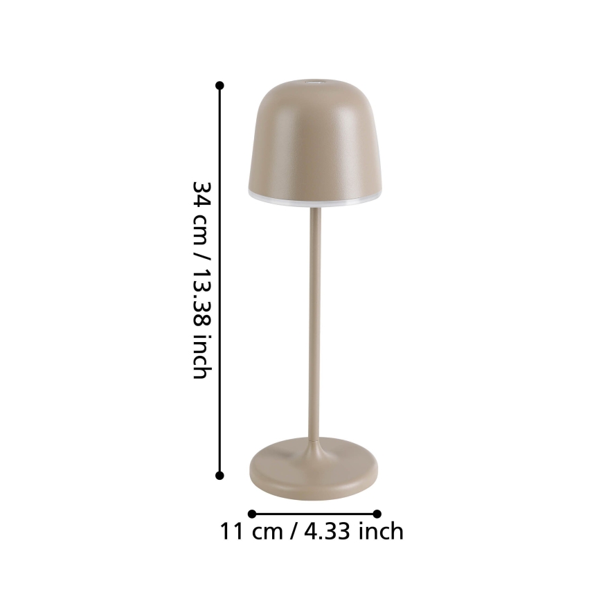 Eglo - LED Dimbaar buitenshuis oplaadbaar lamp LED/2,2W/5V 1800 mAh beige IP54
