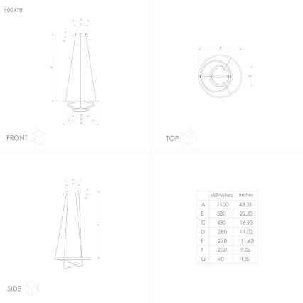 Eglo - LED dimbare hanglamp aan kabel LED/43,2W/230V wit
