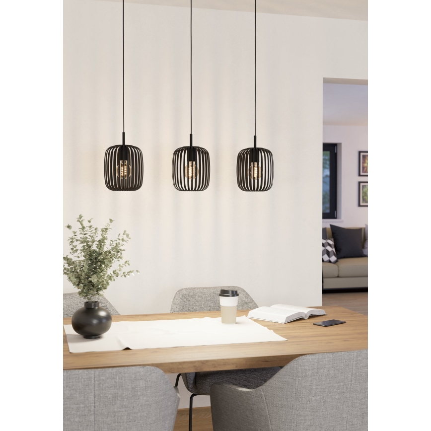 Eglo - Hanglamp aan een koord 3xE27/40W/230V zwart