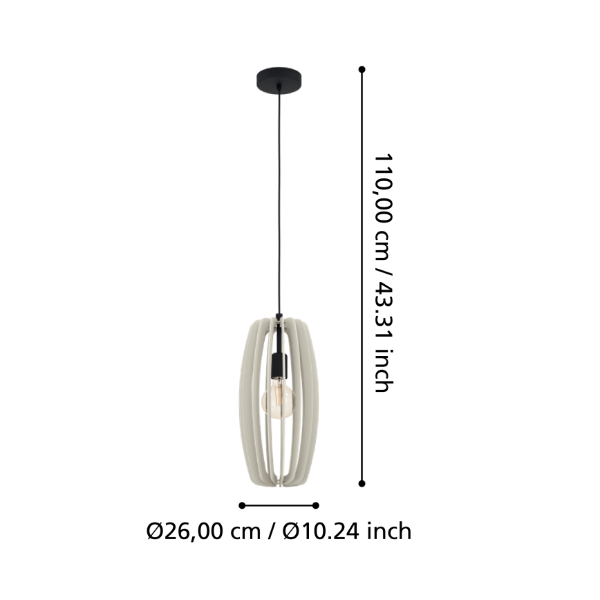 Eglo - Hanglamp aan een koord 1xE27/40W/230V romig