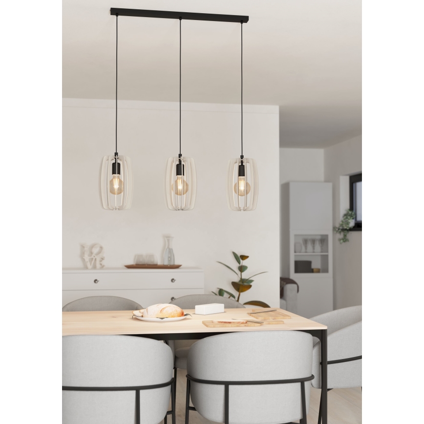 Eglo - Hanglamp aan kabel 3xE27/40W/230V crème
